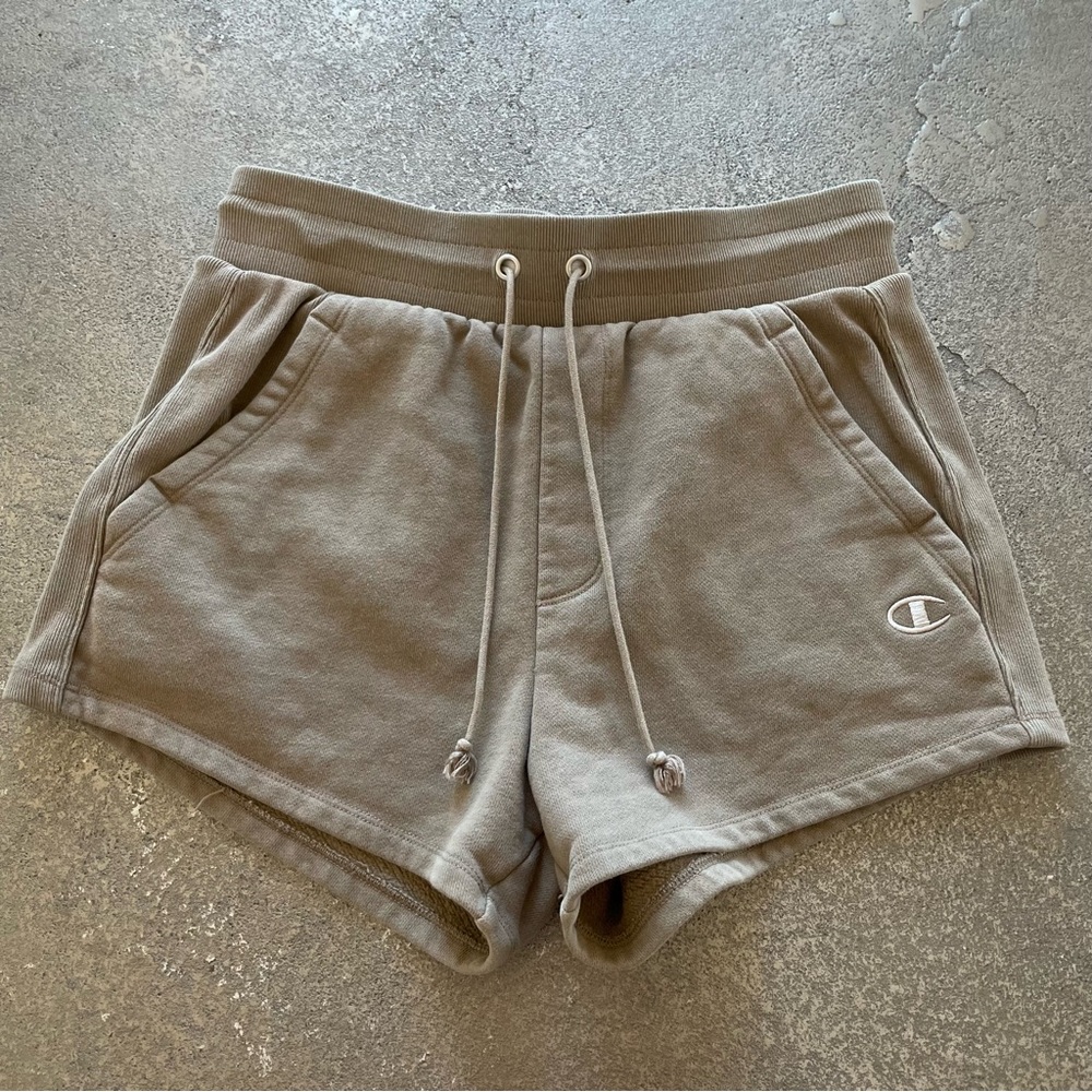 Champion Women's Taupe Drawstring Terry Cotton Sweat Shorts